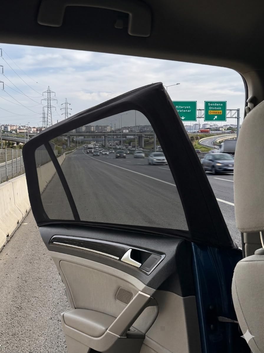 Markaflex 2 Adet Araç Güneşlik Araba Perdesi Yan Cam Perde Güneş Önleyici Oto İçi Güneşliği İçin Sinekliği