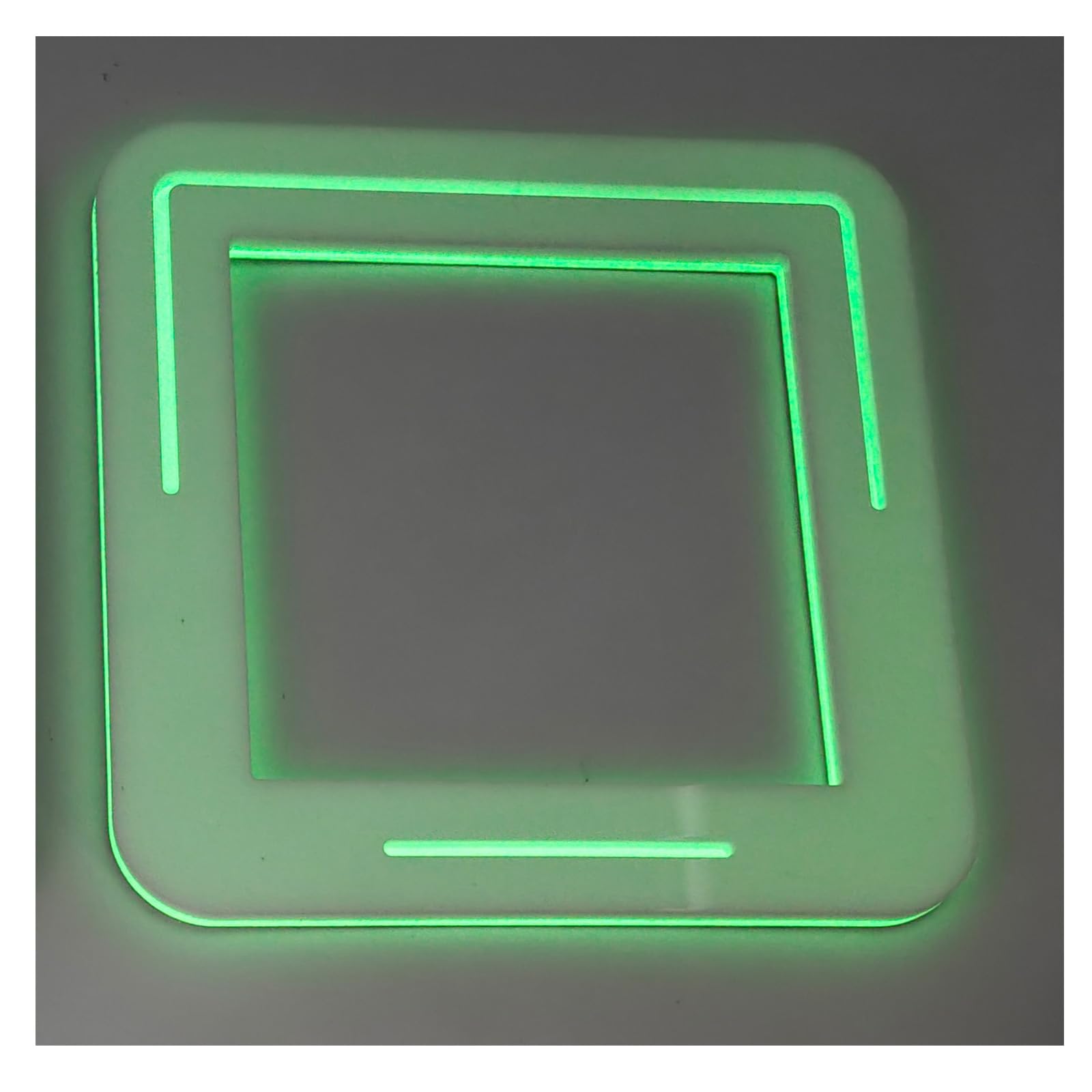 Glow in The Dark Acrylic Single Light Switch Surround Sticker, Socket Plate Surround Sticker, Finger Plate - White Green