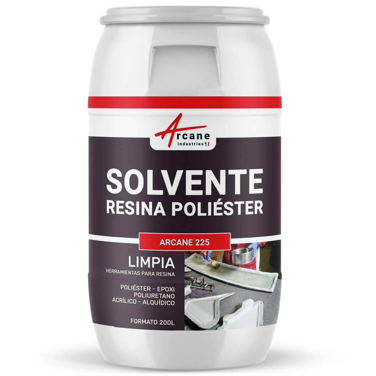 Solvente Resina Poliéster Gel Coat Sustituto de Acetona 200 L | Limpia Resinas de Poliéster, Epoxi y Gel Coat, Sustituto de Acetona, sin Cov, Herramientas - Arcane Industries