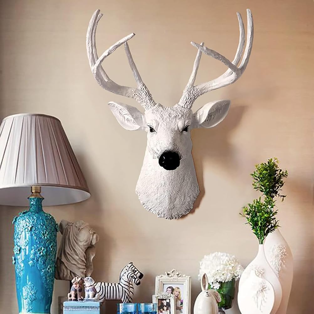 Generico Arredo da Parete con Testa di Cervo, Testata Animale Finta tassidermia, Decorazione da Parete con Scultura di Testa di Cervo, Decorazioni con Cervo per casa - 52,5x39cm