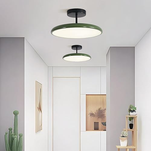 Miniatura 4 de KCO Iluminación vintage verde empotrado luz de techo negro semi empotrado luz de techo de mediados de siglo moderna entrada lámpara de techo LED