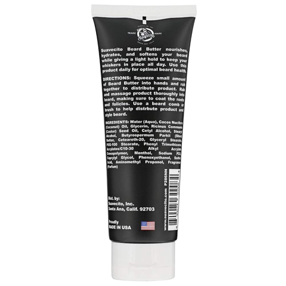 Suavecito Beard Butter 4 oz -Original Scent - Moisturizes, Nourishes, & Softens Beard, Adds Healthy Natural Shine - Offers a Light Hold Through Out the Day