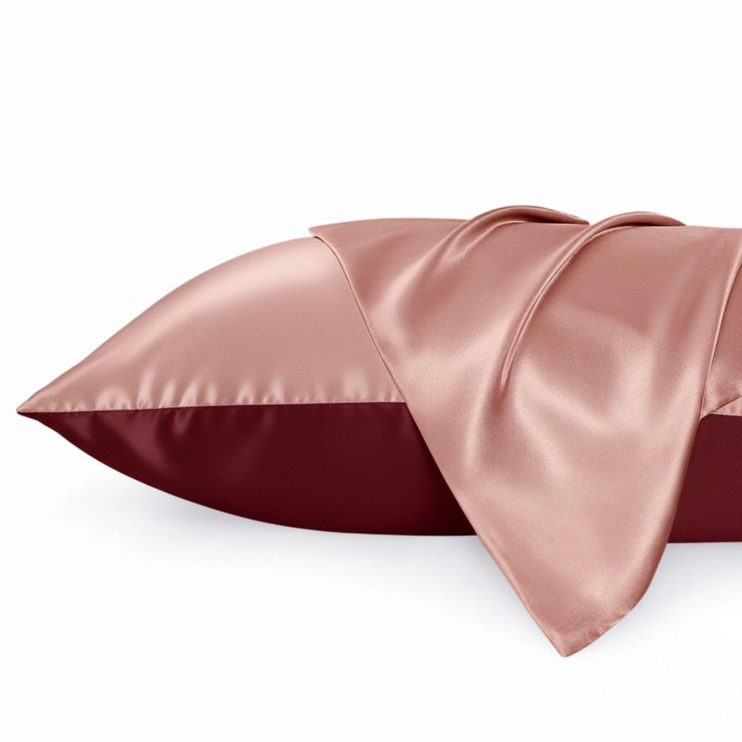 Blacksmith SatinSilk Dual Tone Pillow Cover for Hair and Skin | Silk Pillow Case | Enveloper Closure| Rose Gold & Maroon | 27 x 16 Inch | Pack of 4-picture-21