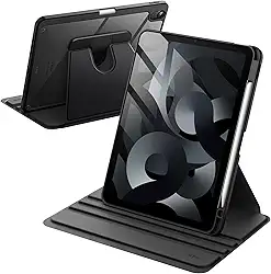 JETech Capa Giratória para iPad Air 11 Polegadas M3/M2 (2025/2024), iPad Air 5/4 (10,9 Polegadas, Modelo 2022/2020) com Porta Pencil, Capa Protetora de Rotação de 360 Graus (Preto)