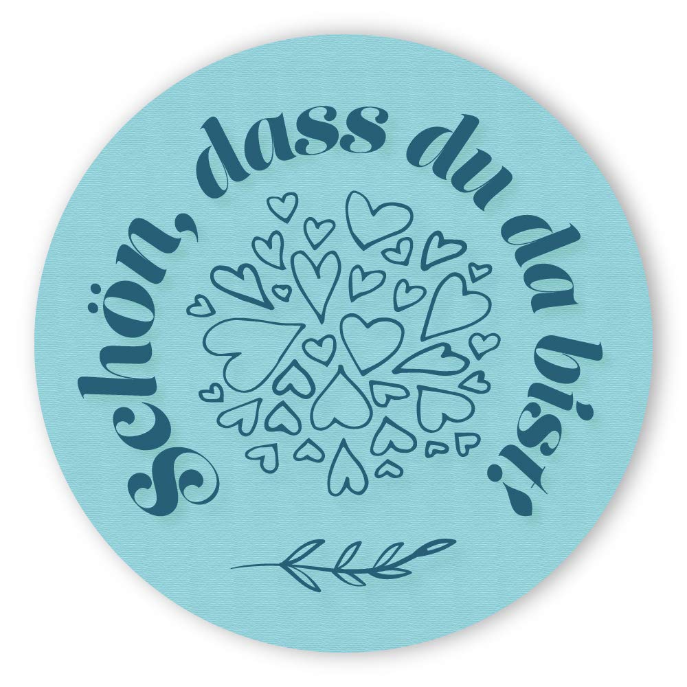 72 Adesivi Rotondi Vintage "Belle Dass Du Da Bist" | Sfondo Rosso Con Rami | Per Regali E Decorazione Tavolo Matrimonio - 3