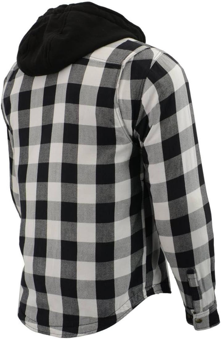 Milwaukee Leather Men's Hooded Flannel Motorcycle Shirt w/CE Approved Armor - Reinforced w/Aramid Fibers - Small - Image 8
