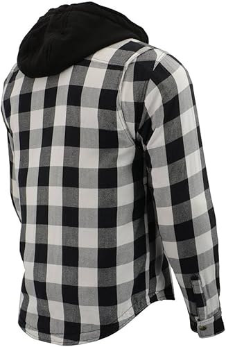 Miniatura 8 de Milwaukee Leather Camisa de motocicleta de franela con capucha para hombre con armadura aprobada por la CE, reforzada con fibras de aramida, talla L