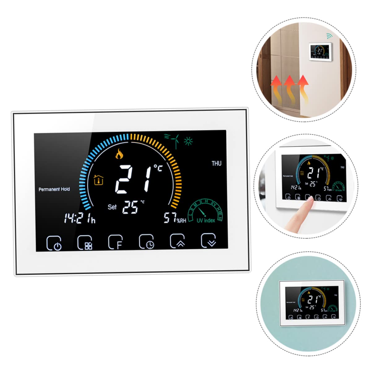 HOMSFOU Termostato Digitale Per Riscaldamento Pavimento Schermo Lcd Touch Controllo Temperatura e Umidità Installazione Facile Modalità Manuale e Programmabile