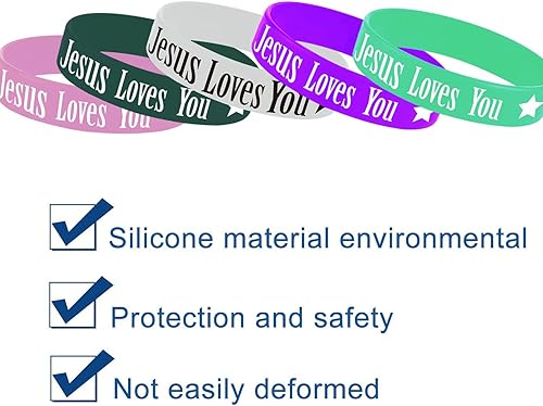 Miniatura 3 de Oringaga 36 pulseras de goma Jesús te ama, cristiano religioso Jesús te ama, suministros de fiesta, decoraciones, regalos, premio, bolsa de regalo,