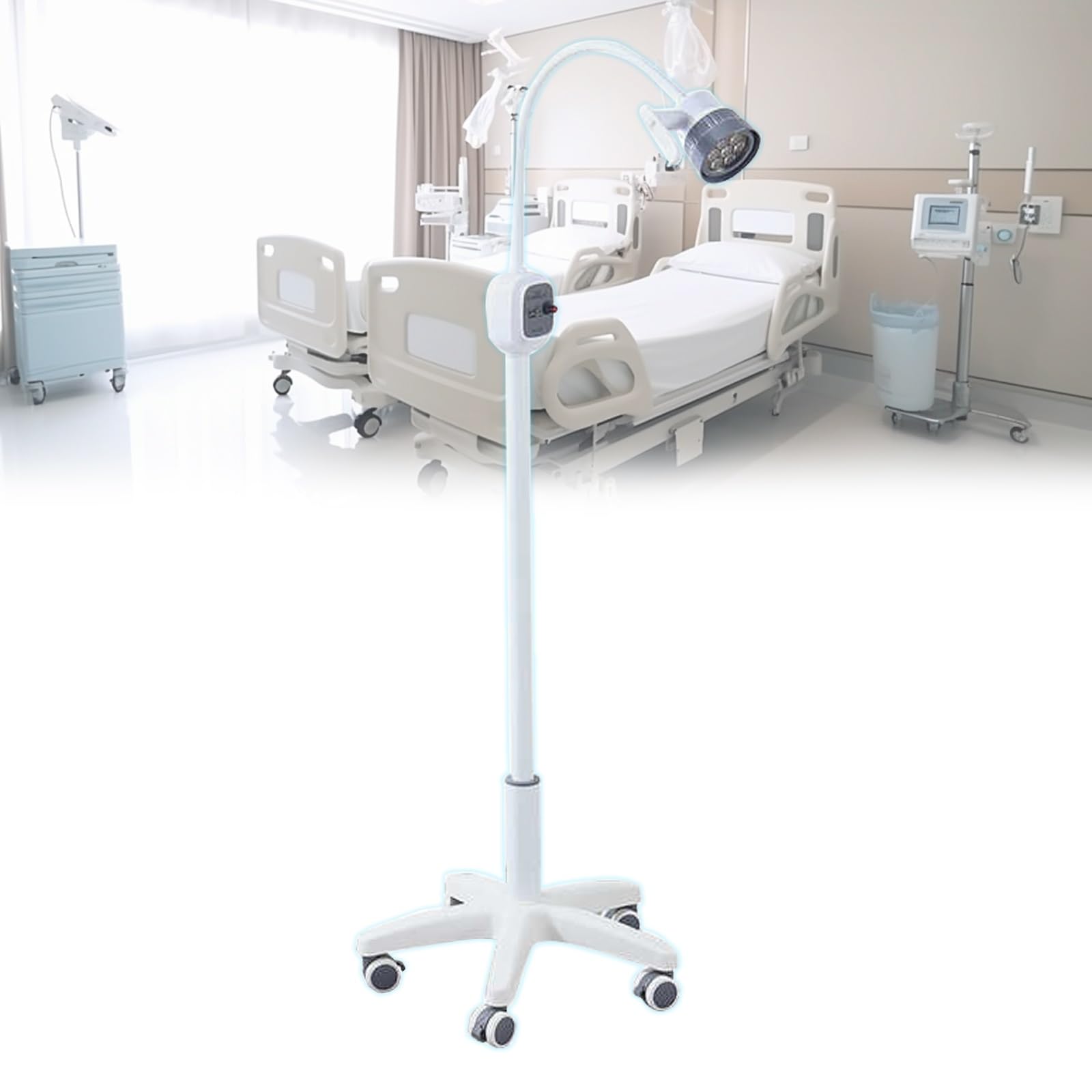 Lampada per Visita Medica a LED, Lampada per Visita Chirurgica da 12W, Base Girevole con Ruote Dimmerabili, Lampada Chirurgica Dentale, Lampada per Visita Ginecologica