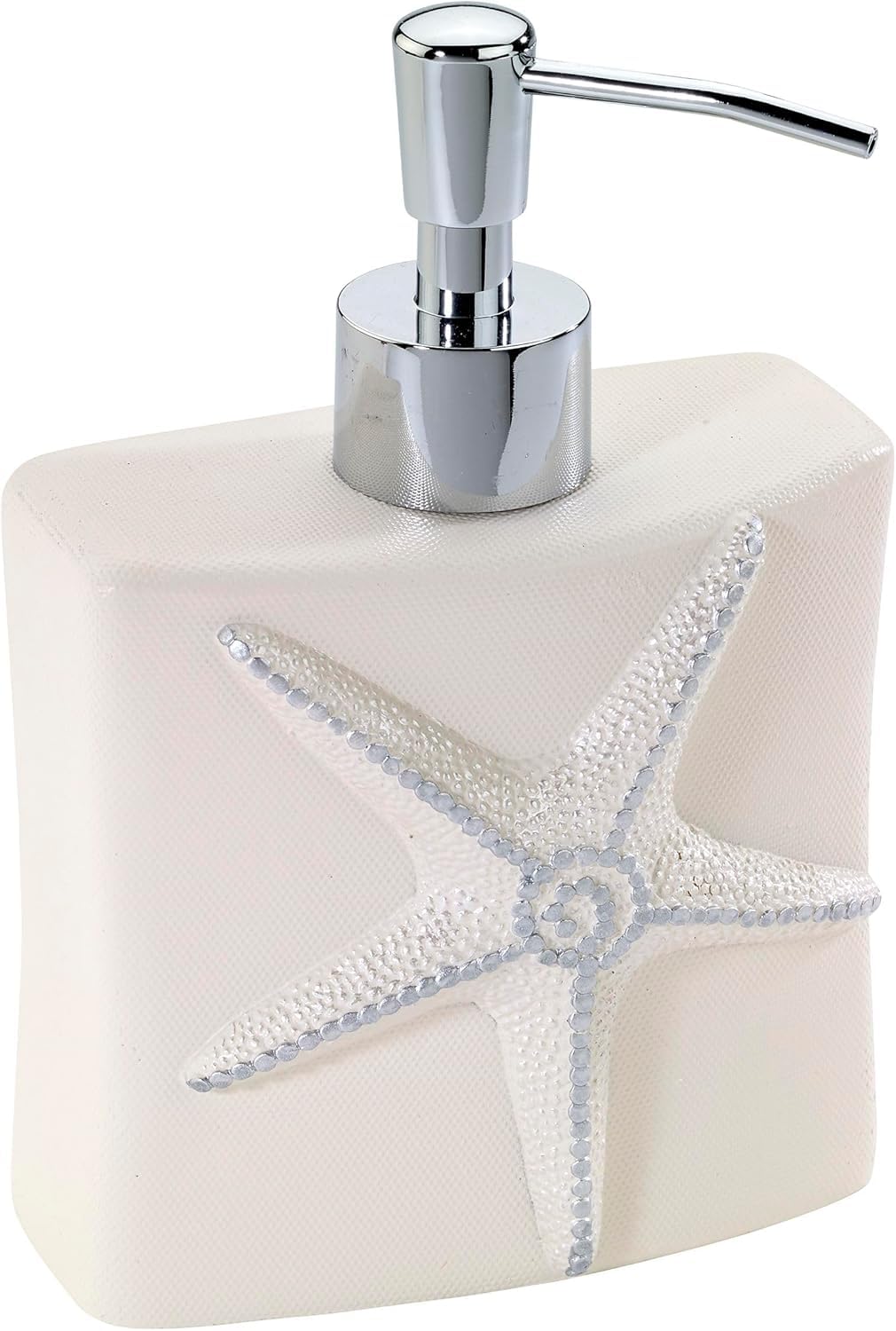 Avanti Linens - Lotion Pump/Soap Dispenser, Countertop Accessories, Seashell Inspired Bathroom Decor, Guest Bathroom Essentials (Sequin Shells Collection)