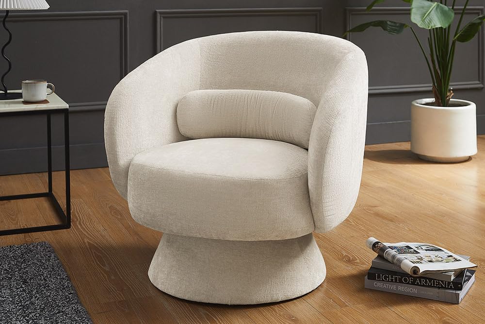 Riess Ambiente Drehbarer Design Sessel - beige - Bossa NOVA Chenille