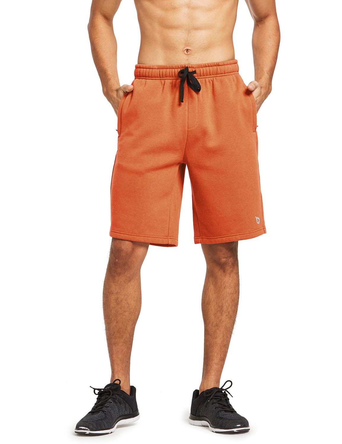 Men's 9" Fleece Gym Shorts Cotton Casual Sweat Shorts Zipper Pockets Home Jogger Fitness Workout