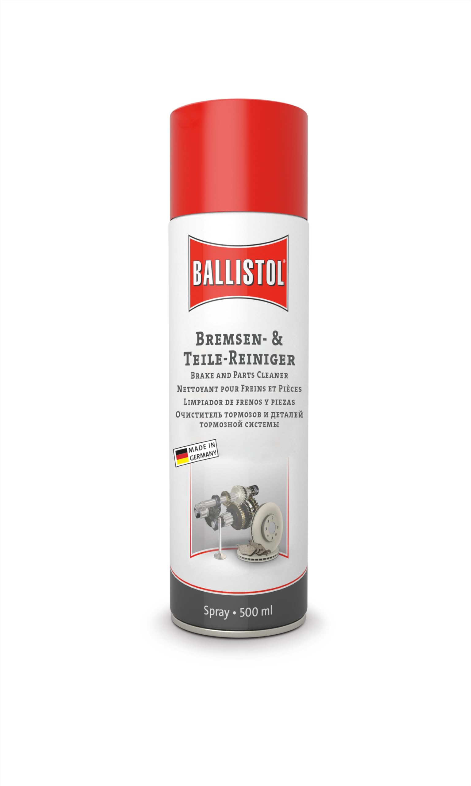 BALLISTOL 25340 Bremsen- und Teilereiniger 500ml Spray – Universelles Pflegen, Reinigen, Entfetten – Aceton-frei
