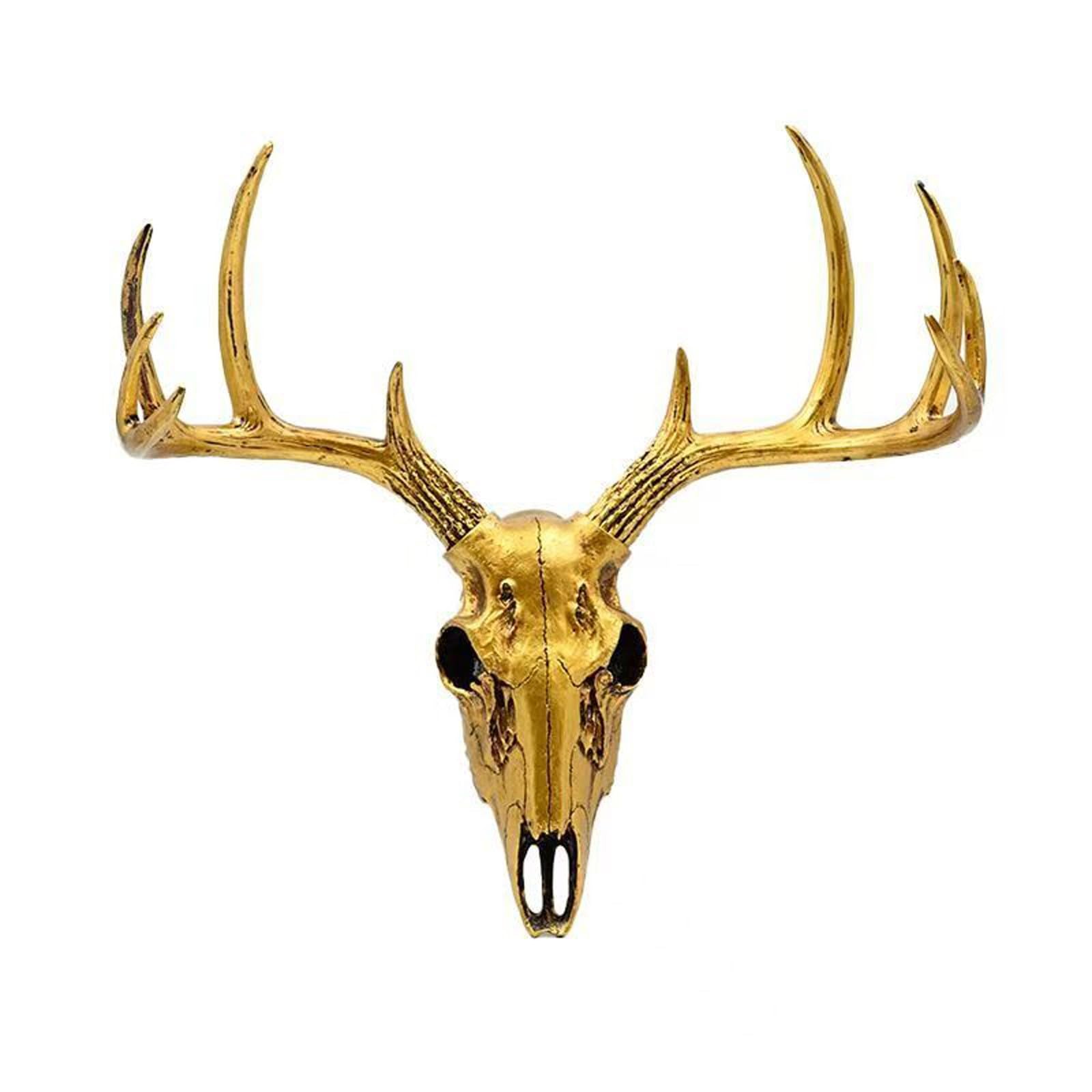 Supporto da Parete con Teschio di Cervo Finto, Scultura Moderna con Corno di Cervo, Decorazione Fatta a Mano(C)