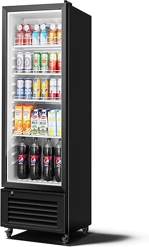 BODEGA COOLER Refrigerador comercial de bebidas, refrigerador con pantalla de 290 L con luz LED suave, 264 latas y 120 botellas, refrigerador