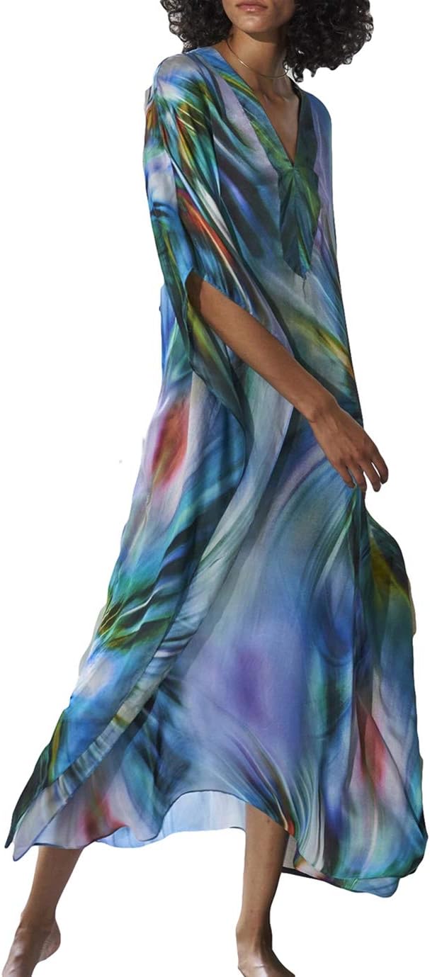 Eddoyee Loose Beach Kaftan Dresses for Women Caftan Swimsuit Cover Up