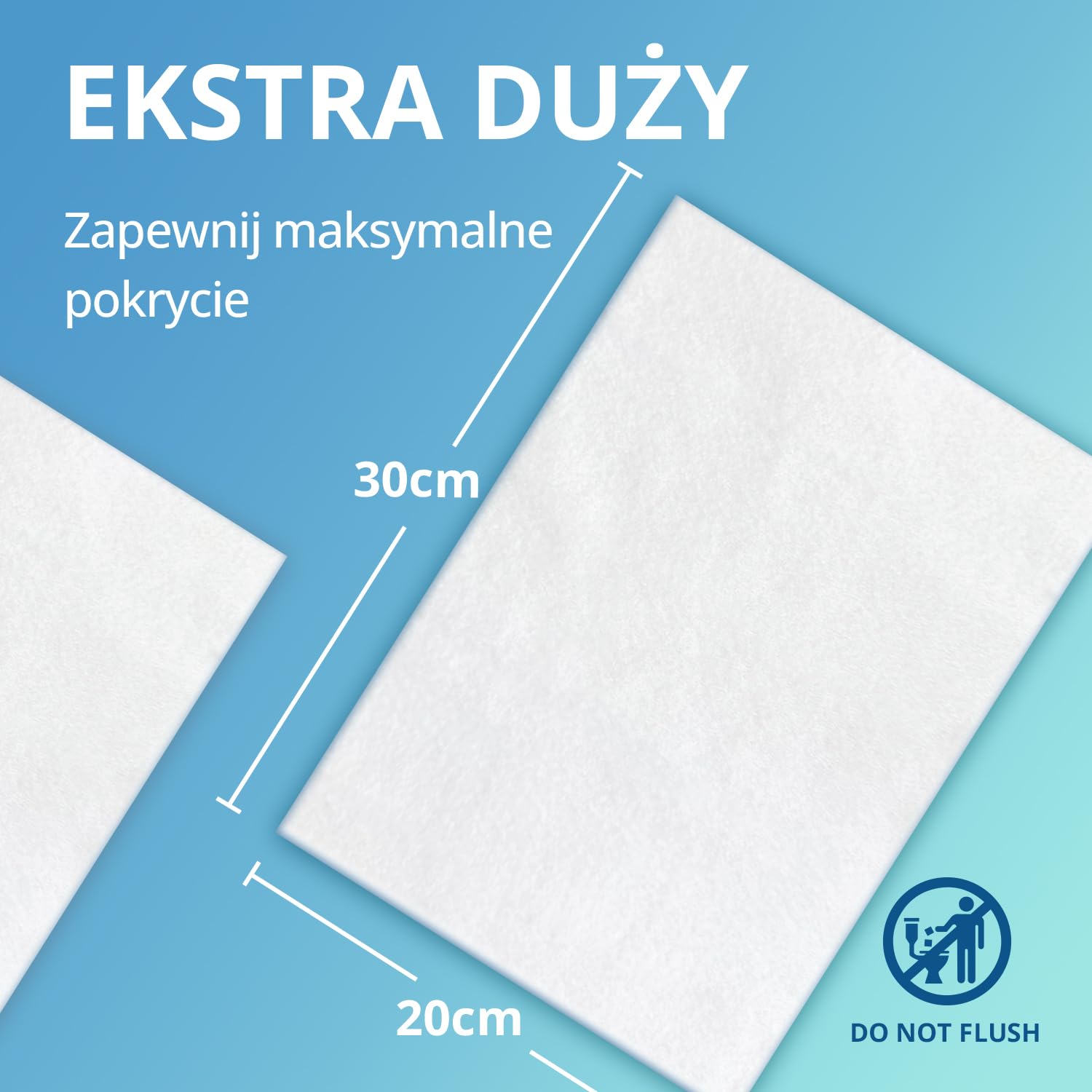 WhyWorry Chusteczki Nawilżane do Ciała dla Dorosłych, Bardzo Duże 20 x 30 cm Chusteczki do Bezwodnego Mycia Ciała, Bardzo Grube, z Aloesem, Świeży zapach, 50 Sztuk