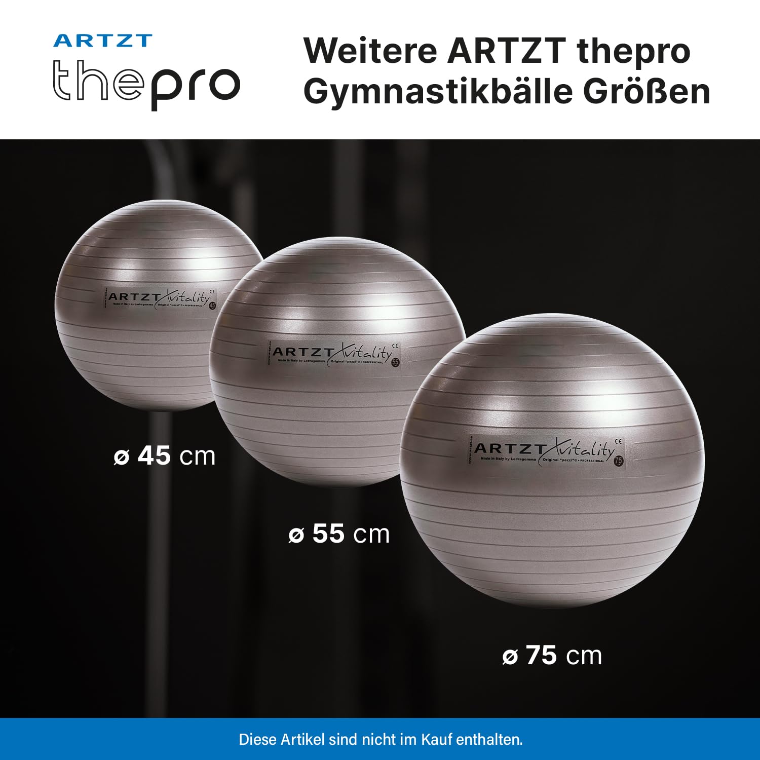 Gymnastikball | Original Pezziball | Sitzball für Fitness & Gymnastik | Yoga Ball für Home Fitness | bis 500 kg belastbar | Platzsicher bis 90 kg | Made in Italy