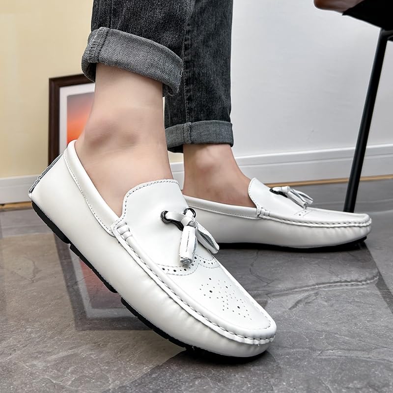 Men's Loafers Shoes Square Toe Brogue Embossed Wingtips with Tassel Driving Loafers Comfortable Flexible Slip Resistant Casual Party Slip-on3