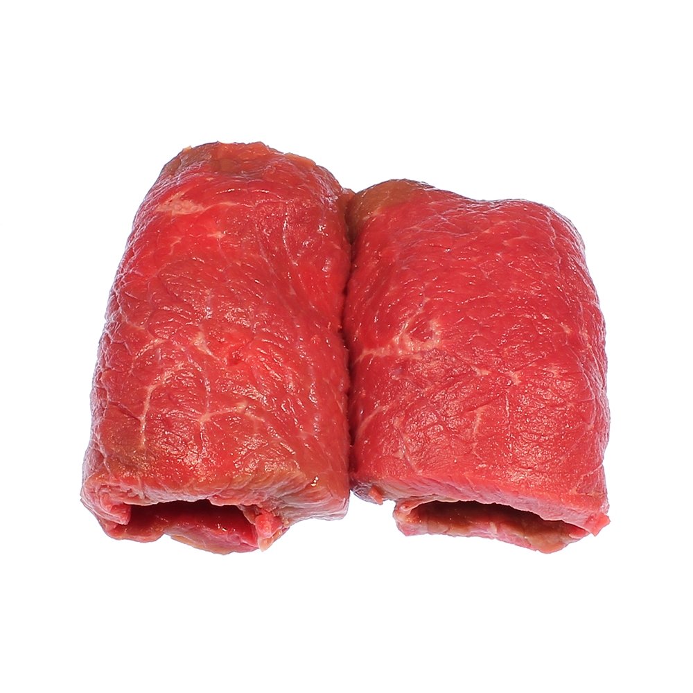MeinMetzger Rinderrouladen vom Simmentaler Rind, fertig gefüllt mit Dörrfleisch, Zwiebeln, Gurke, Senf und Gewürzen. 3 Stück =750 g