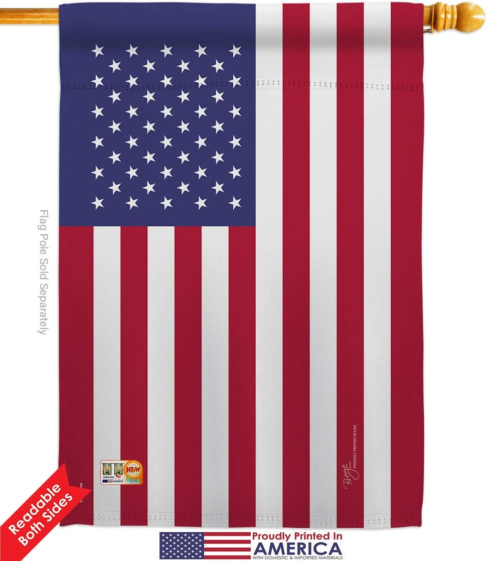 USA House Flag Dowel Set Americana Old Glory US American United States Country Particular North America Small Decorative Gift Yard Banner Double-Sided Made In 28 X 40