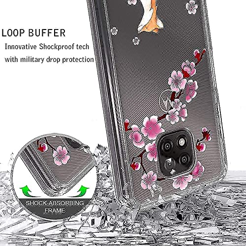 Ftonglogy For Moto G Power 2021 Phone Case Girls Clear Flower Air Buffer Tpu Bumper + Pc Shockproof Slim Women Cherry Blossoms Designs Protective Cover For Motorola G Power 2021 (Fox) #TOP3