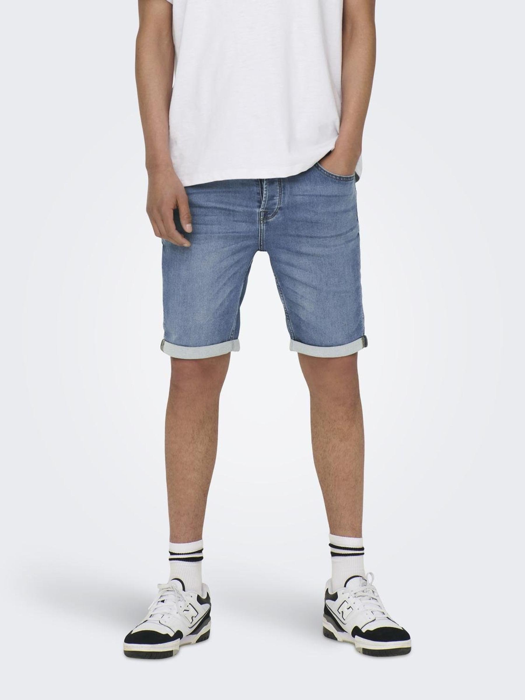 Hombres O&S Pantalones Cortos de Mezclilla Capri 3/4 Pantalones Bermudas Pantalones de Verano Pantalones Cortos de Ocio ONSPLY