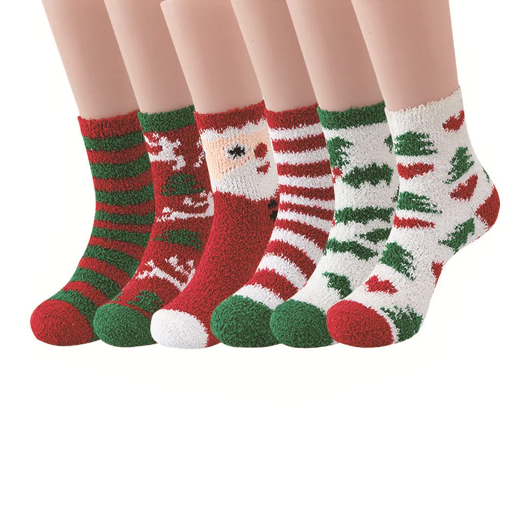 Wei-Secret 12 Pairs Women's Christmas Socks Holiday Warm Cozy Soft Socks Winter Socks for Girls Women Christmas Gifts