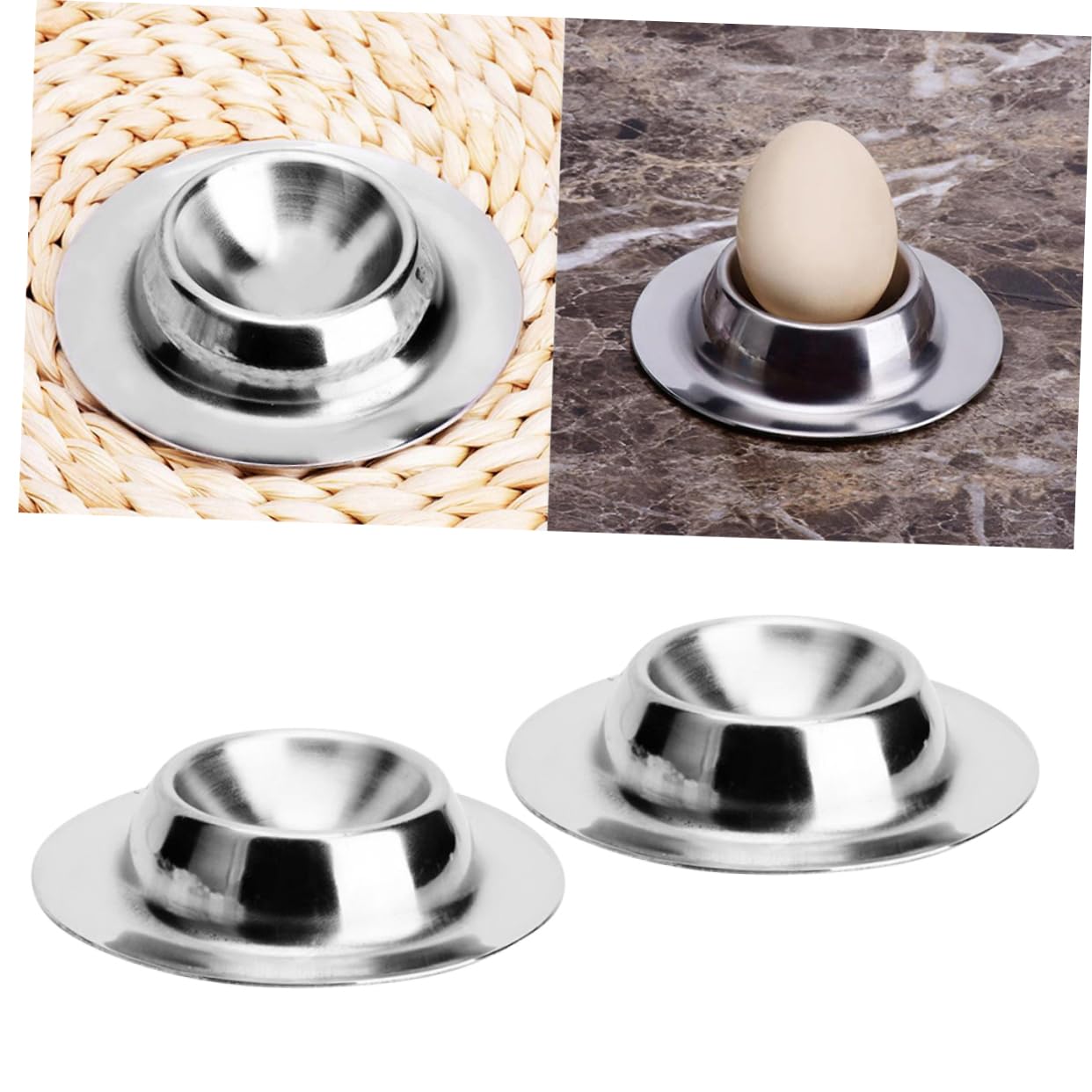 FUNOMOCYA 2pcs Stainless Steel Egg Cup Poached Egg Holder Eggs Container for Refrigerator Egg Cup Plate Boiled Egg Bowl Egg Holder Boiled Vintage Egg Holder Steel Dip Bowls Egg Holder Cups