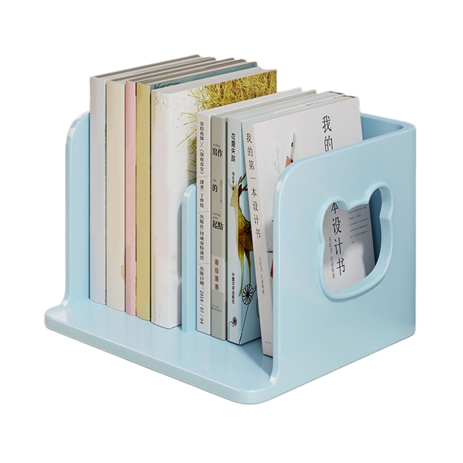 Simpatico fermalibri per scrivania – Mensola porta libri per bambini pastello con multi-scomparto, base anti-ribaltamento e design aperto, decorazione per libri di testo, quaderni e penne