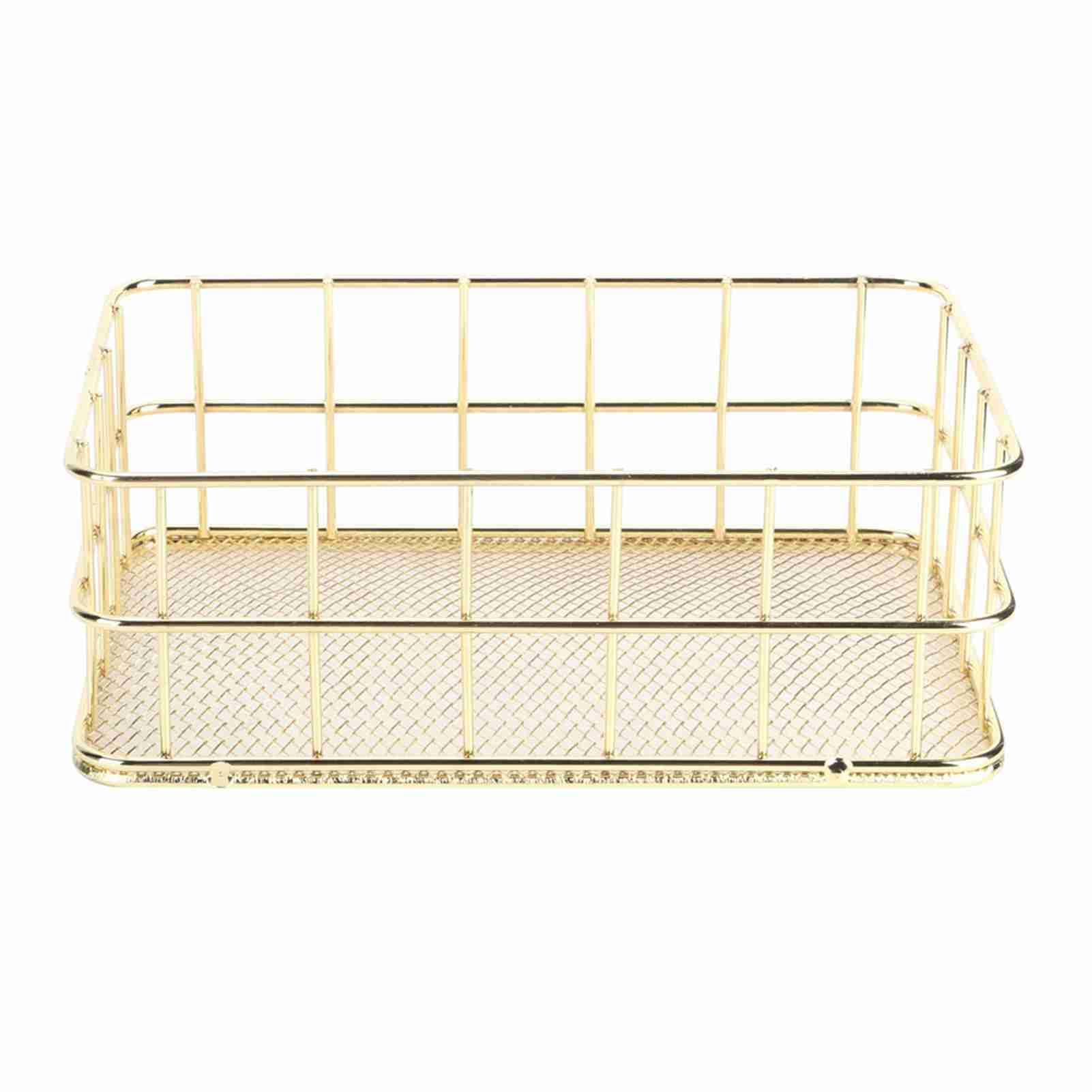 Nivvity Wire Mesh Basket, Golden Iron Storage Basket Multifunctional Wire Mesh Desktop Storage Organizer for Home(Small)