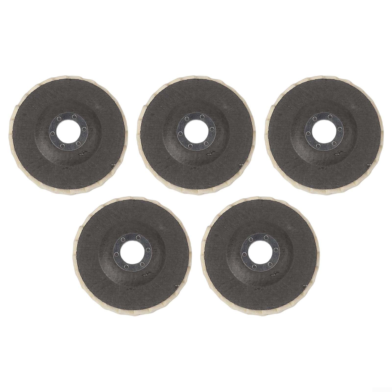 5Pcs Feltro di Lana Lucidatura Pad 115mm per Metallo Marmo Auto Cera Morbido Elastico Flip Dischi per Smerigliatrici Angolari Nessun segno di Rotazione Finitura Automotive Care Supplies Kit