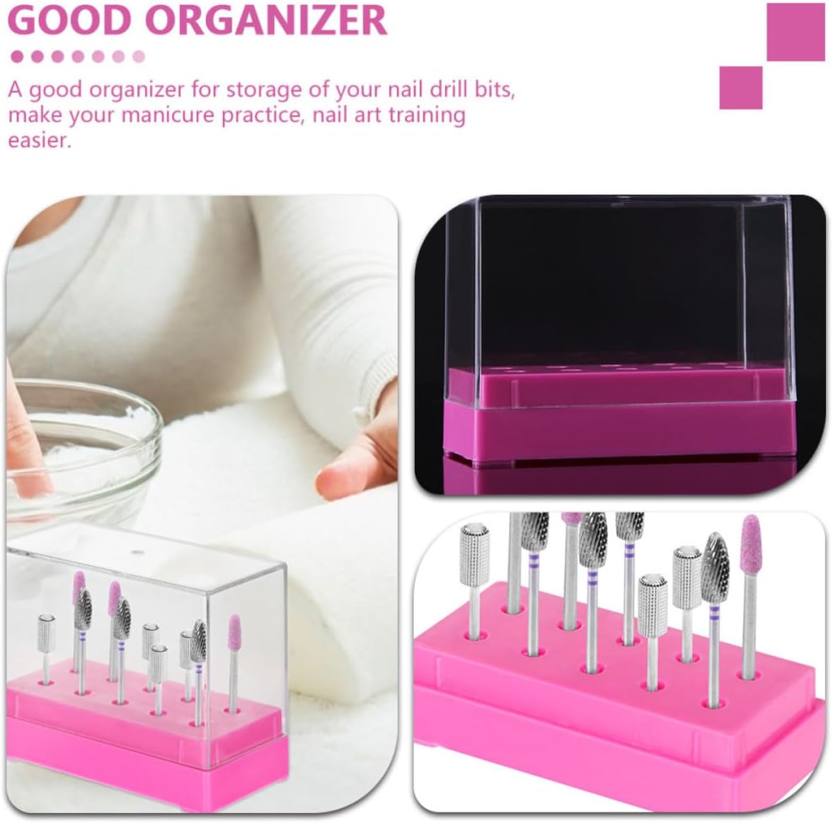 Plastic Nail Drill Bits Storage Box for Nail Art Training and Manicure Practice Organizer with Display and Storage Features
