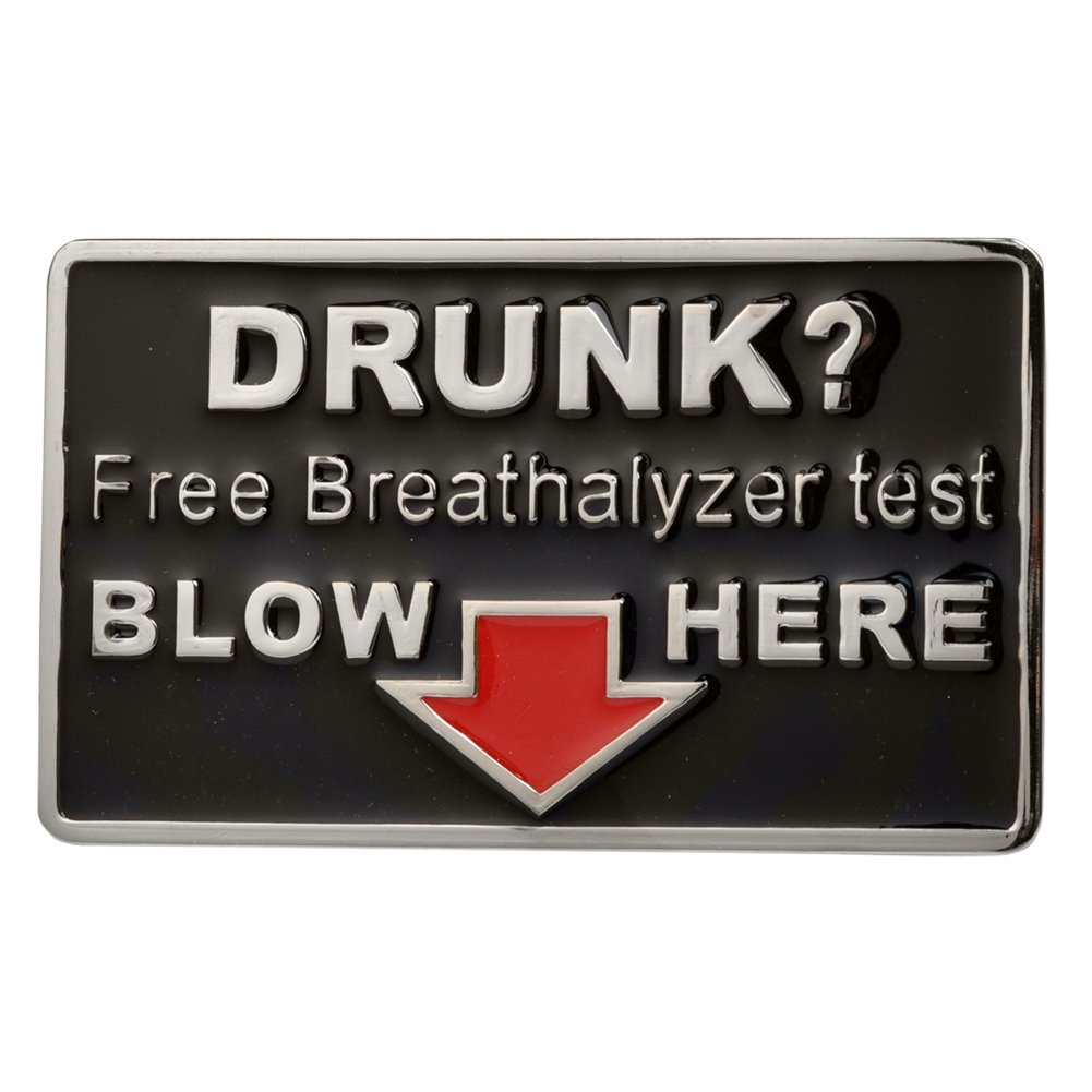 Buckle RageAdult Mens Drunk Free Breathalyzer Test Blow Humor Belt Buckle Black