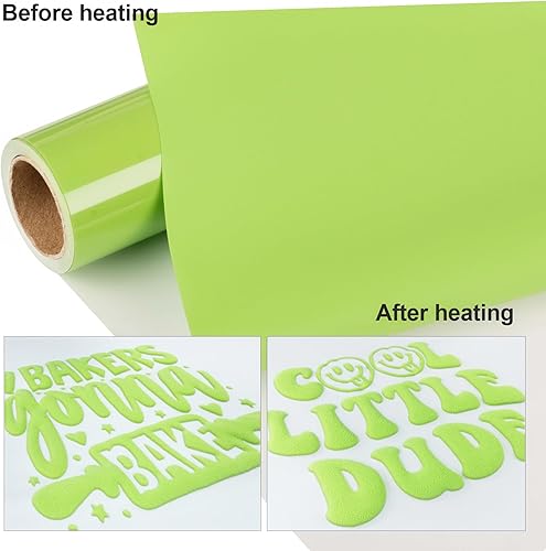 Miniatura 2 de VINYL FROG Vinilo de transferencia de calor 3D de 10 x 6 pies, vinilo de espuma de oliva HTV para planchar en vinilo para bricolaje, diseños de