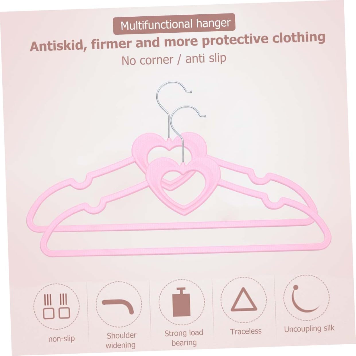 Kleiderbügel ohne Kanten 10 Stück Rosa aus Abs Kunststoff zufälliger Stil mit Rostfreien Haken Formschönes Design Stabiler Kleiderständer für Heimgebrauch