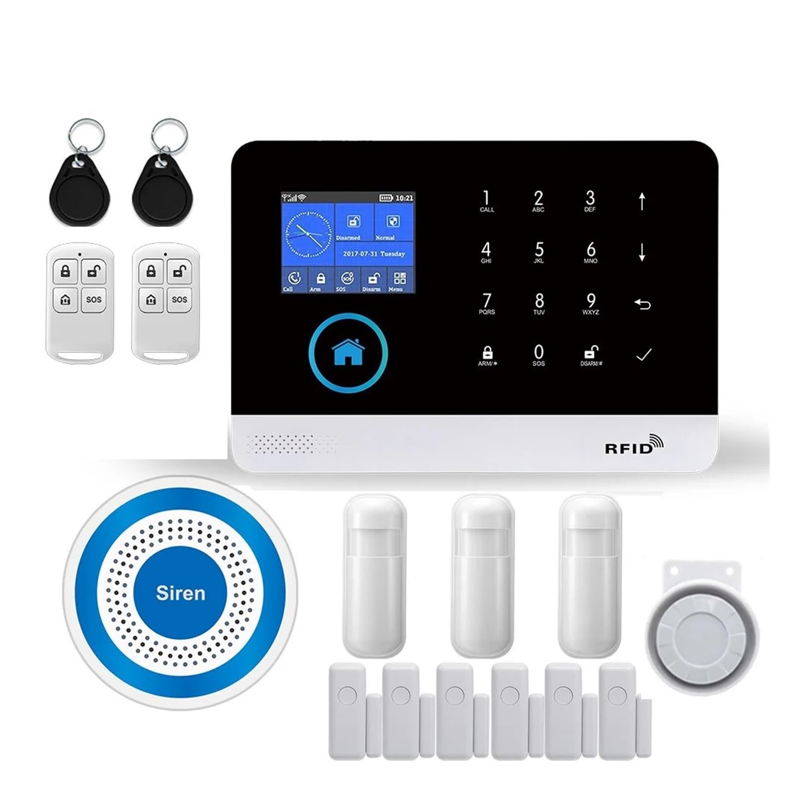 TUYA Wireless WIFI GSM Home Security Alarm System With Solar Strobe Siren PIR Motion Sensor Compatible Remote Monitoring(M)