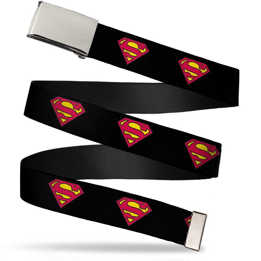 Buckle-Down DC Comics Belt, Flip Web Belt Superman Shield Black