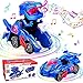 Voiture Dinosaure, GUBOOM Jouet Dinosaure, Transformers Dinosaure, Voiture Dinosaures Enfant Jouet, Dinosaure Transformers avec Musique pour 3 à 7 Ans Garçon Fille Jouet éducatif Cadeau (Bleu)