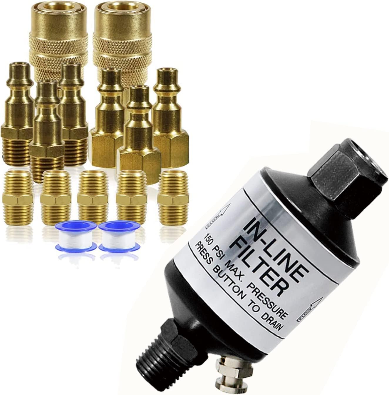 AI303 - Filtro de aire en línea con accesorios de herramientas de aire (paquete 1 de 1)