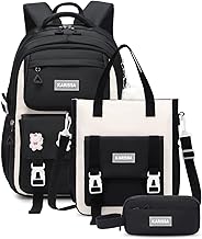 Tanou Sac à Dos Fille pour Adolescentes, Ensemble de Cartable Collège Fille avec Sac à Bandoulière et Trousse à Crayons, Sac d'école Respirant Grand Cartable Collégiens