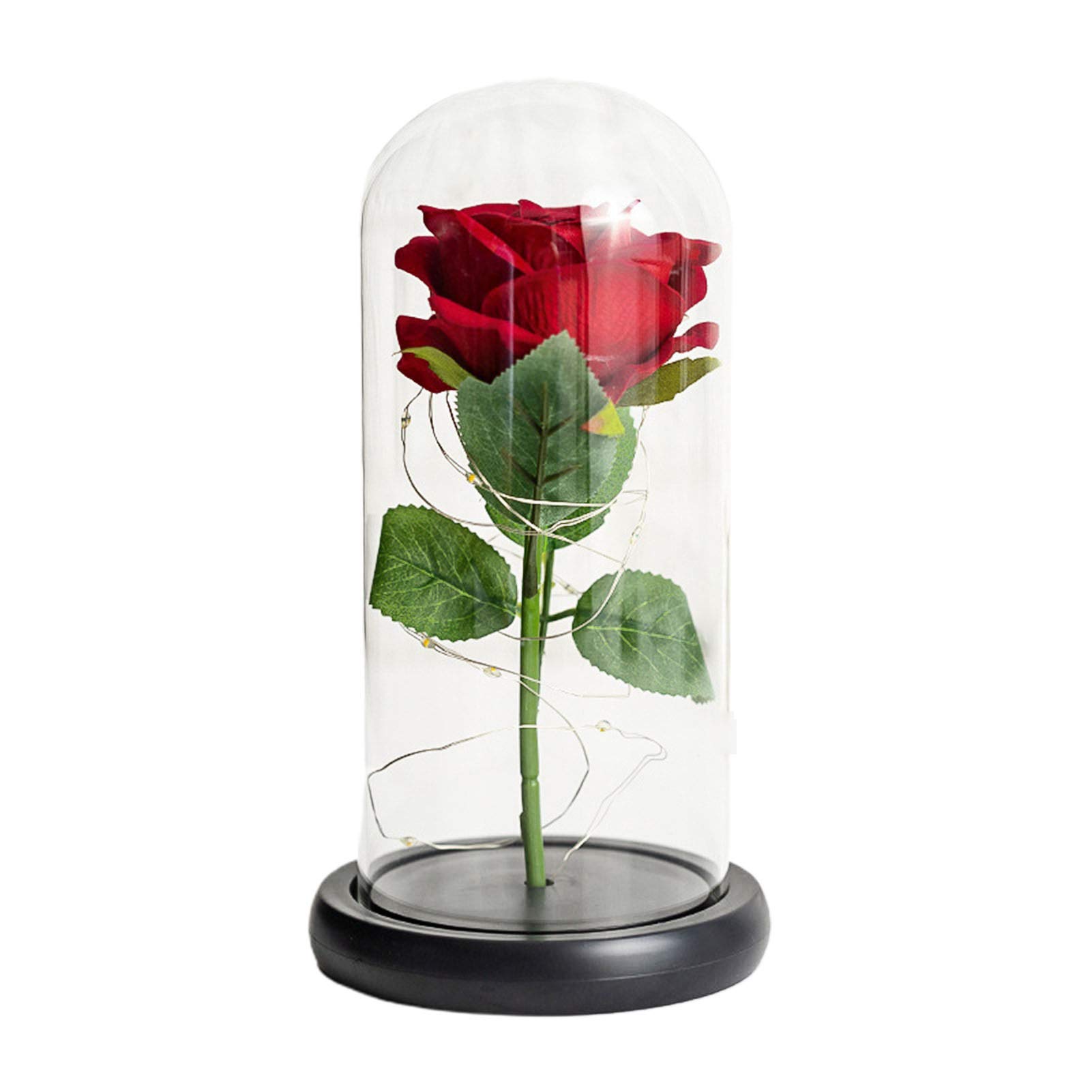 Geconserveerde Rose Flower 24k goud vergulde Rose Flower LED-licht met glazen plaat basis Valentijns'Day huwelijksgeschenk rood