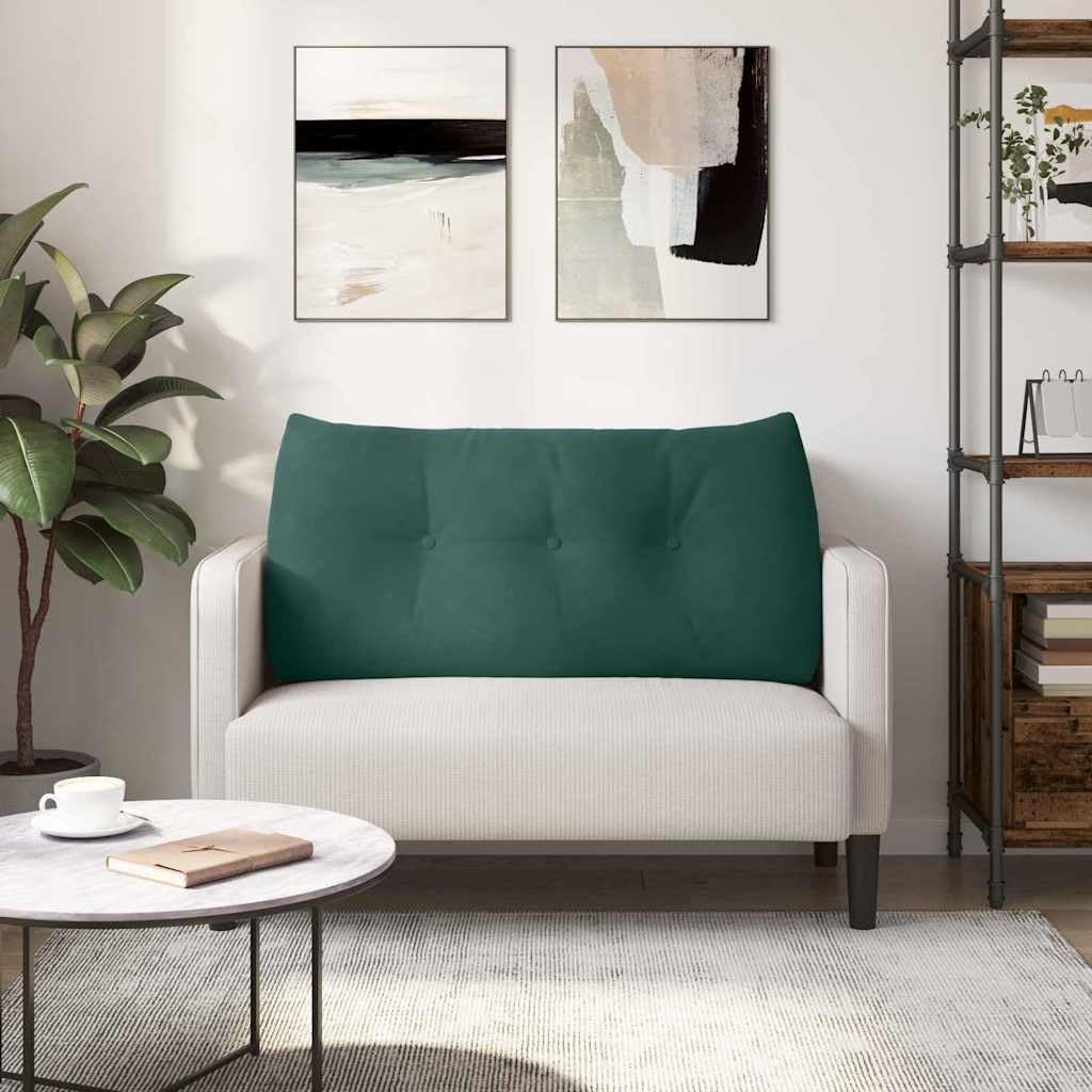 Rückenkissen, dunkelgrün, 100 x 24 x 50 cm, aus Samt mit Seitentasche, ergonomisches dekoratives Kissen für Sofa, Bett, Büro, abnehmbarer Bezug, Füllung aus Polyester