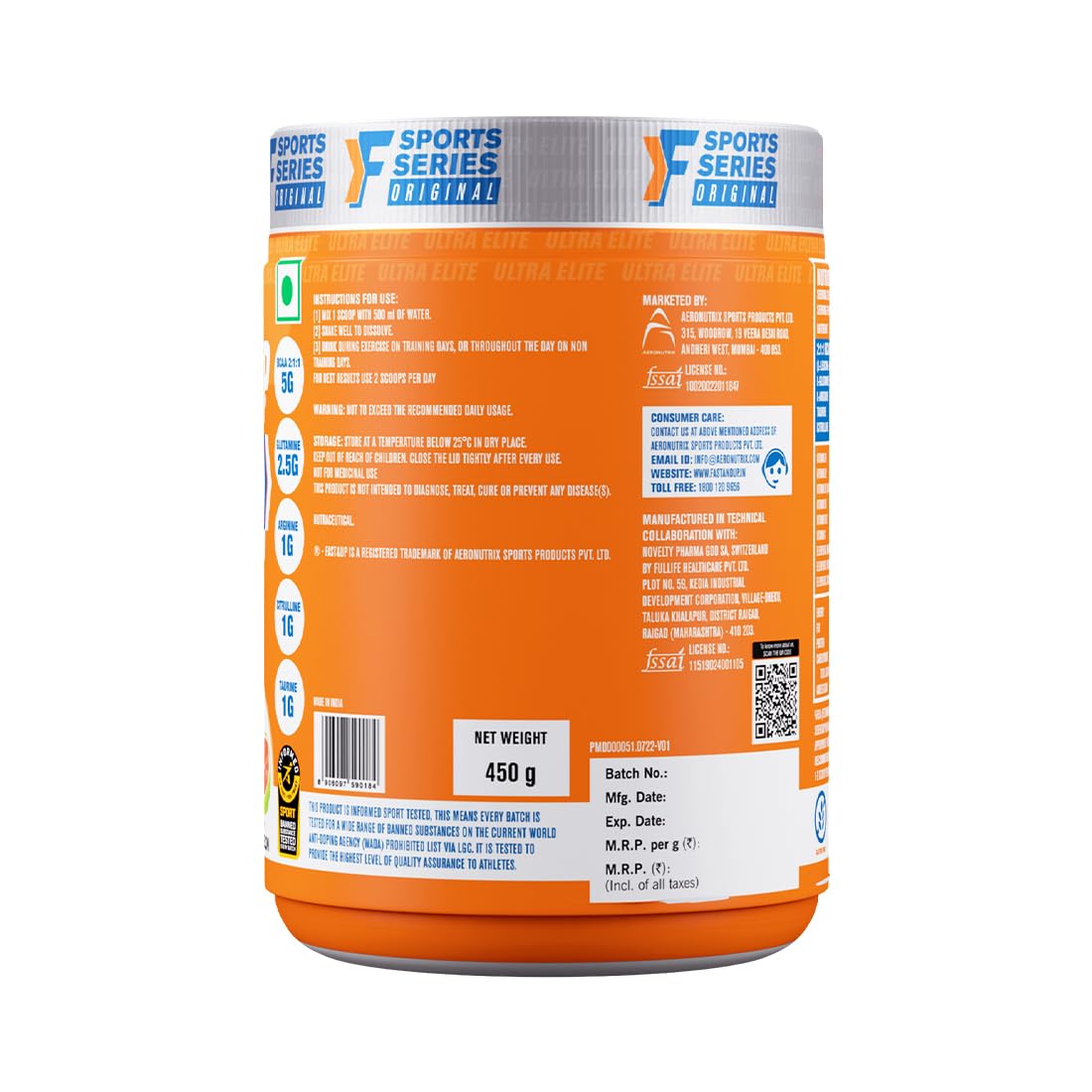 Fast&Up BCAA Advanced Watermelon - 30 Servings, Informed Sport Certified | For Muscle Recovery, Endurance & Hydration | BCAA (2:1:1) + Muscle Activators + Electrolytes - Image 6 thumbnail