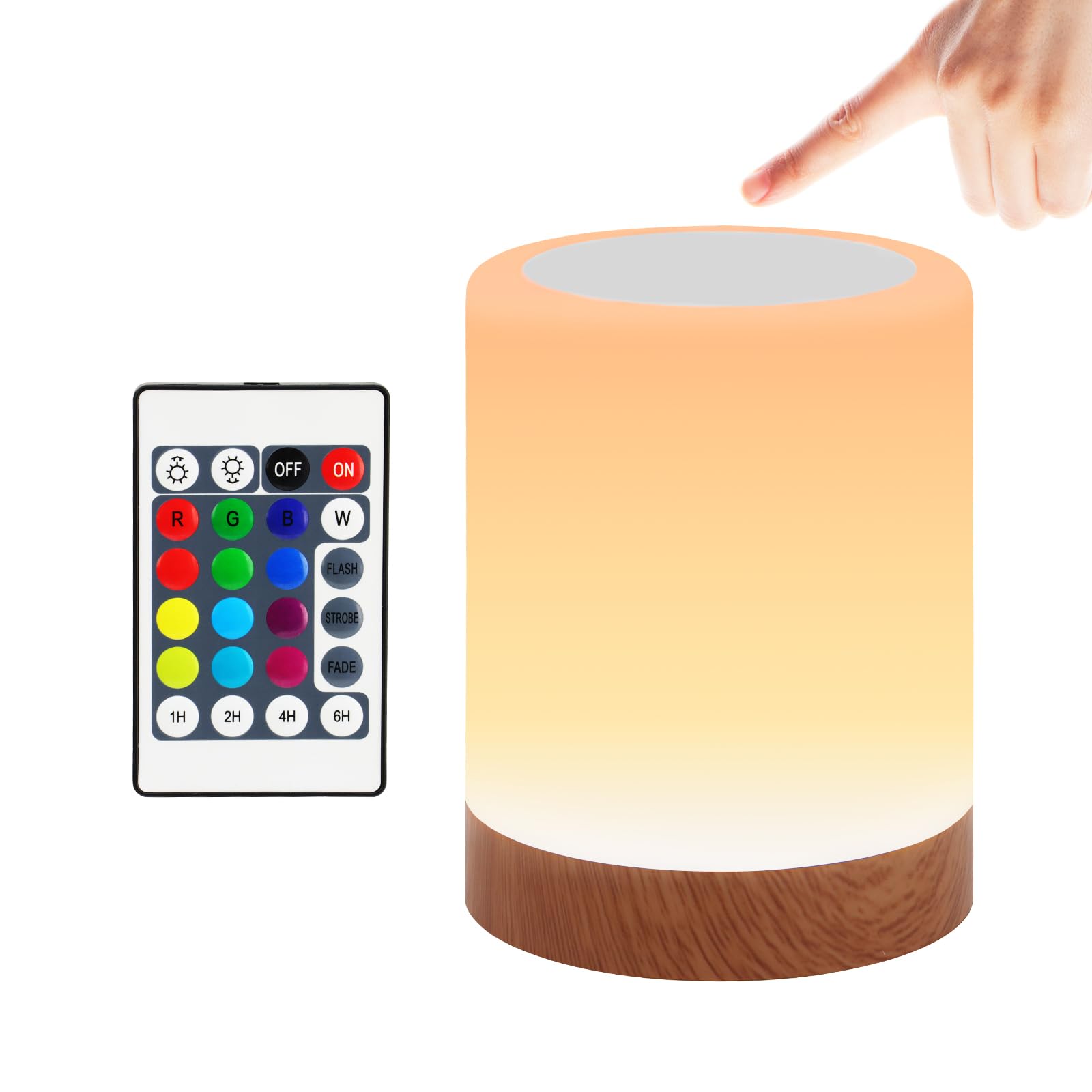JOPHEK LED Bedside Lamp, Touch-Sensitive Night Light, 13 Colours, 3 Different Modes, Atmospheric Table Lamp with Timing Function for Bedroom, Living Room and Children's Room
