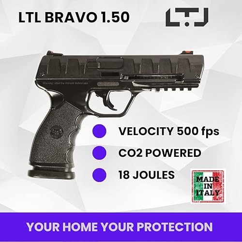 Miniatura 3 de LTL Bravo 150 Full Power pistola de aire para defensa y entrenamiento no letales Cal 50 Marca Less Than Letal LTL fabricada en Italia por CHIAPPA El