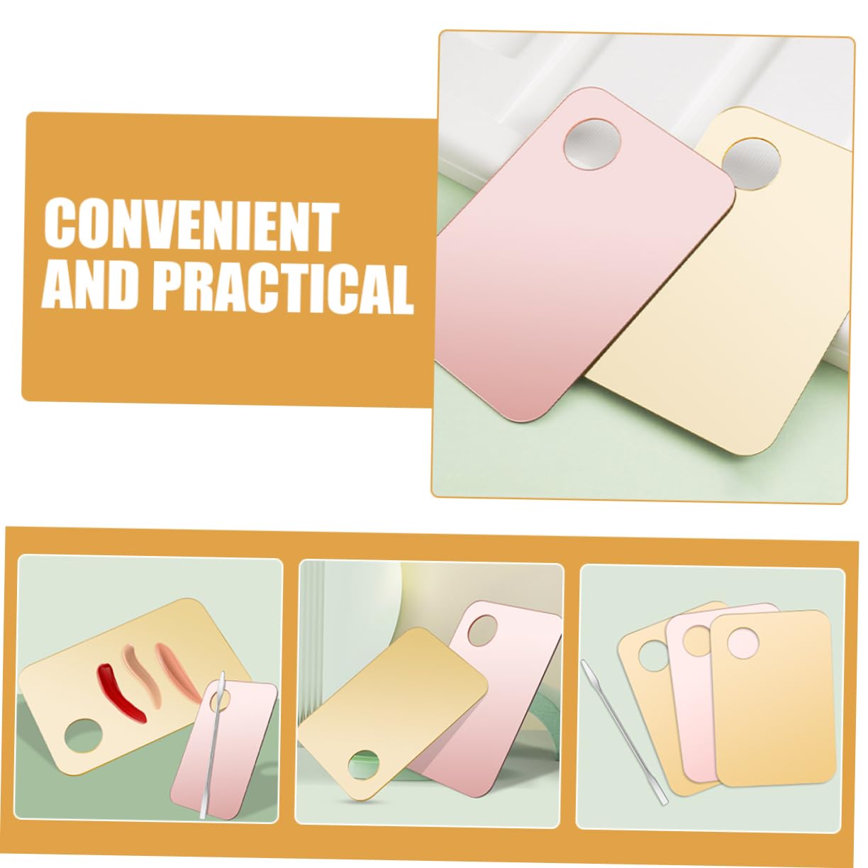 FRCOLOR Makeup Mixing Palette with Spatulas 3 Sets of Makeup Tools Blending Tray for Foundation Eyeshadow Easy to Clean