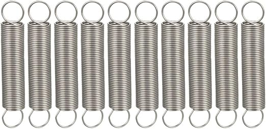 uxcell Extended Tension Spring Wire Diameter 0.02", OD 0.24", Free Length 1.38" Stainless Steel Small Dual Hook Tension Spring for Machinery Construction Industrial 10pcs