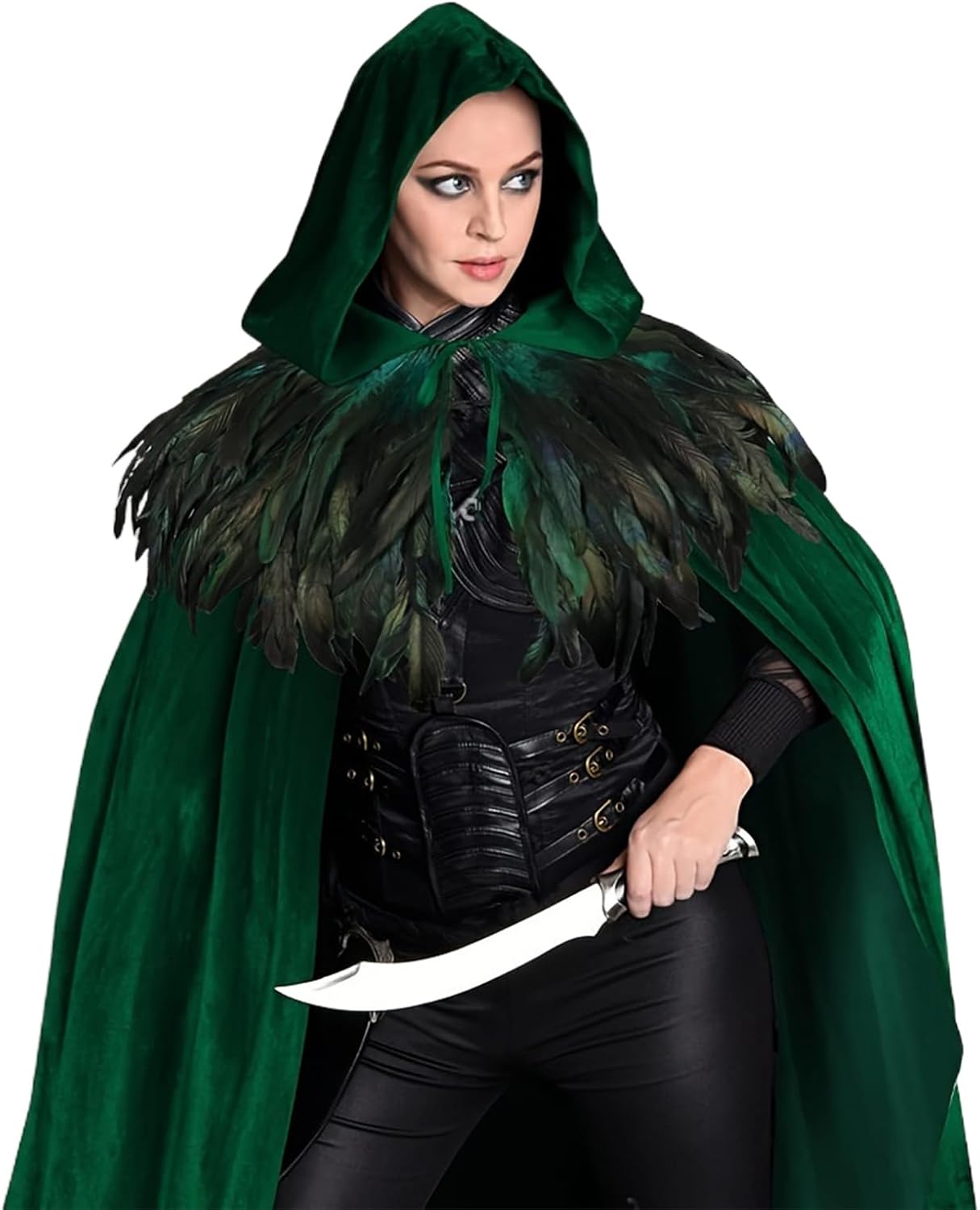 ハロウィン フード付きマント - ハロウィン ベルベット フード付きケープ コスチューム - ユニセックス ルネサンス 魔女 大人用